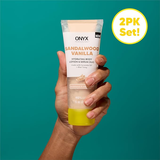 Onyx Professional Hydrating Body Lotion & Serum Duo with Ceramide NP & Blue Tansy, Sandalwood Vanilla, 7 fl oz, 2pk