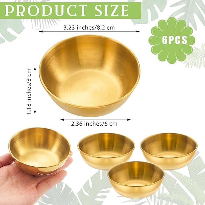 6 Pcs 3. 23 In DIY Face Mask Mixing Bowl Stainless Steel Esthetician Facial Mask Bowl Facial Small Mixing Esthetician Supplies for Lady Women Skincare Home Salon Cosmetic Beauty (Gold)