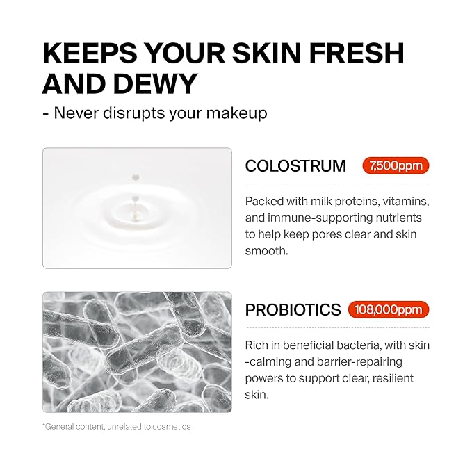 24/7 Colostrum Ampoule Mist (Pink) - Glass skin with Long Hydration, Poreless Smooth Skin, Before & After Makeup, Hyaluronic Acid and Vitamin, For All Skin types, 1.85 fl oz