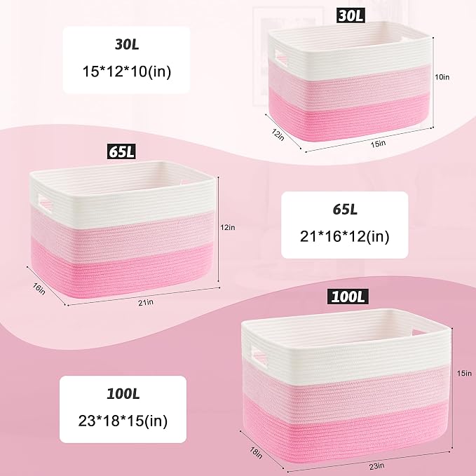 Artfeel Blanket Basket,Rectangle Woven Baskets for Storage,30L Laundry Basket for Decorative Nursery Blanket,Toys,Dirty Clothes and Magazine in Shelves,Baby Room,and Living Room