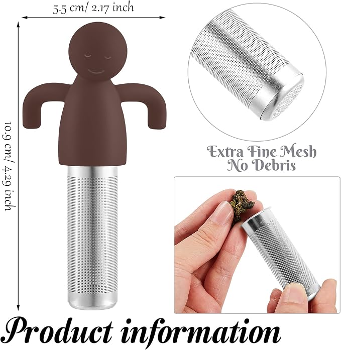 Hicarer 2 Pieces Tea Infuser for Loose Tea Cute Fine Mesh Tea Strainer Stainless Steel Tea Filter Ball Tea Diffuser Steeper for Teacups Teapots (Gray,Dark Brown)