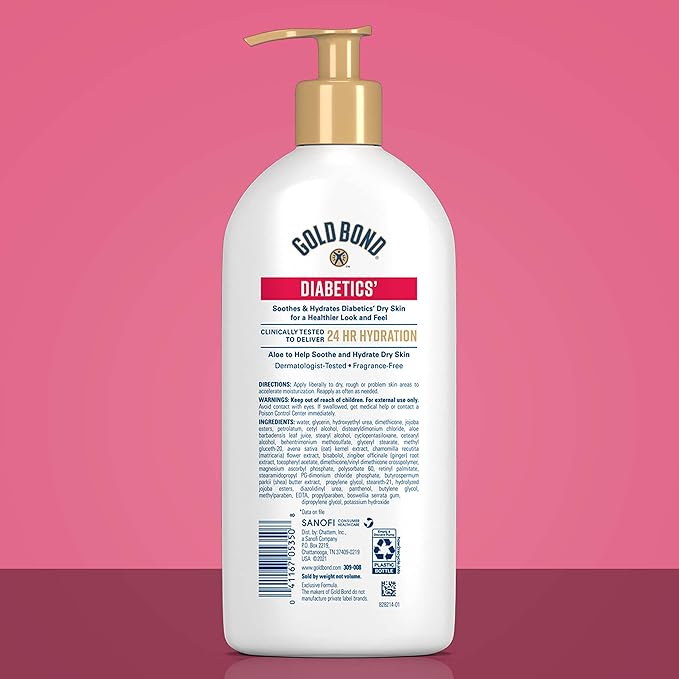 Gold Bond Diabetics' Dry Skin Relief Body Lotion, 13 oz., With Aloe to Moisturize & Soothe, Diabetic Lotion for Dry Skin