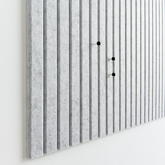 Large Felt Bulletin Board 48 x 36 Inch - 12-Pack Square Acoustic Wall Panels, Cork Board Alternative, NRC 0.95, Damage-Free Adhesive, Slatted Design for Home, Classroom (Marble)