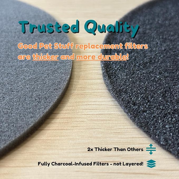 Good Pet Stuff Replacement Carbon Odor Control Filters for Hidden Litter Box Planter, Original Round Shape, Easy to Install, Odorless, Absorbs Smells, Sunlight Activated Charcoal Infused, 4 Pack