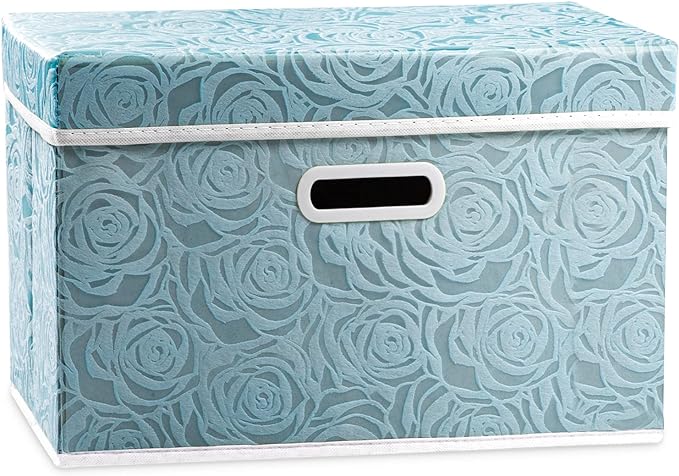 Collapsible Storage Cubes with Lids Fabric Decorative Storage Bins Boxes Organizer Containers Baskets with Cover Handles for Bedroom Closet Living Room 14.9x9.8x9.8 Inch 3 Pack