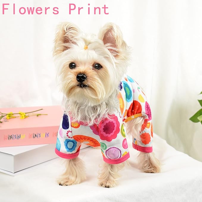 Dog Pajamas for Small Dogs Boy Girl, Dog Clothes Tiny Chihuahua Yorkie Spring Summer Shirt, Cute Puppy Outfit Pjs Jumpsuit Cat Onesie Apparel Pet Clothes