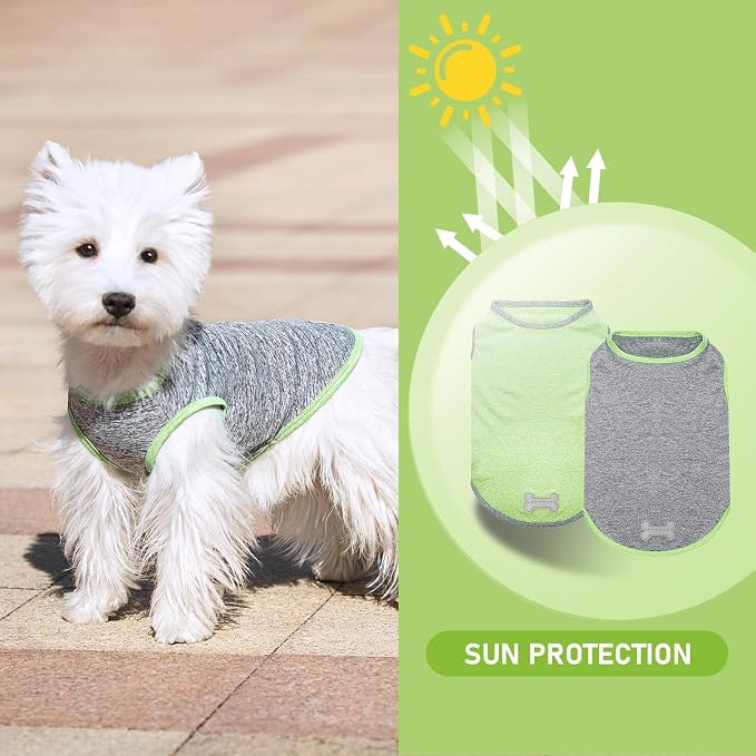 KYEESE 2Pack Dog Shirt for Small Dogs Sun Protection Tank Top for Summer | Reflective for Safety, Lightweight & Breathable, Shedding Control, Skin-Friendly for Sensitive Dogs, Easy On/Off, Quick Dry
