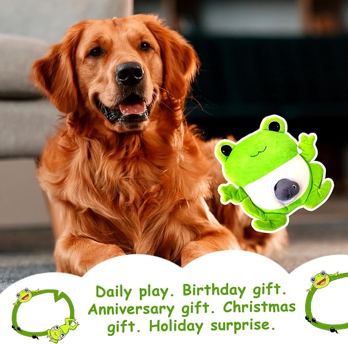 Hollypet Squeaky Hide and Seek Dog Toys for Small and Medium Dogs, Frog