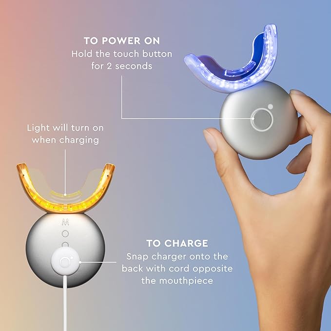 MOON Teeth Whitening Kit, Platinum Teeth Whitener LED Device, 28 Dissolving White Strips, Yellow, Blue & Red Light Whitening Tray for Gum Health & Fresh Breath, Whitens Up to 18 Shades (4 Piece Kit)