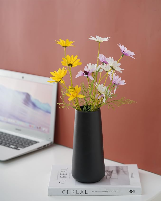 Simple Boho Ceramic Flower Vase for Home Decor (Matte Black,Super Big) | 10'' Modern Vase for Flower Plant Pampas Grass, Fit for Table Shelf Centerpieces, Living Room Kitchen Bedroom Wedding Gift