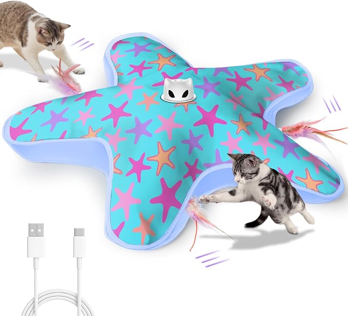 Interactive Cat Toys for Indoor Cats with Moving Concealed Feathers