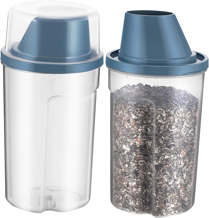 2Pcs Airtight Pet Food Storage Containers Clear Dog Food Bin with Tilted Spout No Spill Design for Cats and Dogs