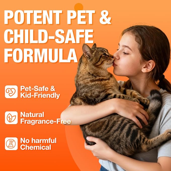 Pet Odor Eliminator Spray for Home, Fragrance Free Dog and Cat Urine Odor Remover for Carpet, Litter Box, Furniture, Pet Bedding and Floors, Colorless, 16.9 Fl Oz