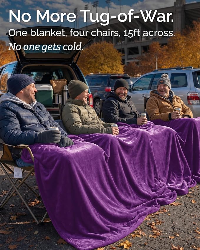 Ultra Soft Fleece Blanket Oversized King Size - Flannel Fleece Luxury Blanket - Lightweight for Couch Bed Chair - Thick, Warm and Breathable - All Season Cozy, Purple