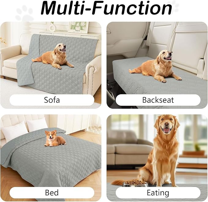 Waterproof Dog Bed Blanket - Soft Pet Blanket & Sofa Cover for Dogs | Reversible Washable Furniture Protector, Couch Covers for Pets (40x50 Inch, Grey/Grey)