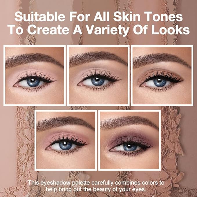 5 Colors Mini Matte Nude Eyeshadow Makeup Palette Pink Brown Taupe Smokey Eye, High Pigment Blendable Contour Soft Neutral Matte Palette for Daily Natural Looks, Mature Eyes, Blue Green Brown Eyes