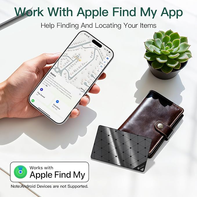 2026 Apple MFi Certified Wallet Tracker Smart Card for Find My | Ultra Thin Air Tracker Tag for Travel, 5 Years+ Staying Power, IP69 Waterproof, Key Finder & Item Locator for Bags, Passport