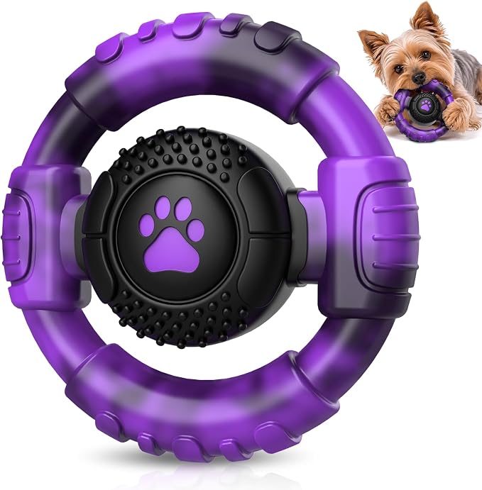 Pamlulu Small Dog Chew Toy, Tough Squeaky Puppy Chew for Small Breeds, Rubber and Nylon Design, Indoor and Outdoor Play, Birthday Gift