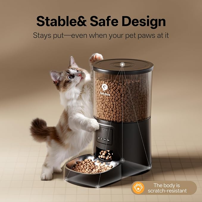 Automatic Cat Feeder 5Ghz WiFi APP Control Cat Food Dispenser | Auto Pet Feeder for Cats and Small Dog Indoor- Easy to Set and Clean, Dual Power, 1-6 Meals/Day, Timed Precise Feeding