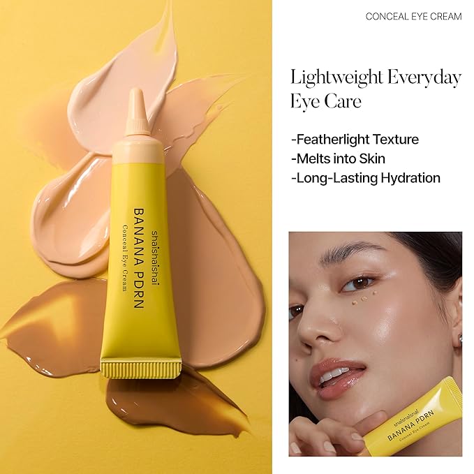 shaishaishai BANANA PDRN Conceal - Hydrating Under Eye Cream & Dark Circle Coverage, Advanced Formula with PDRN + Ectoin, Non-Sticky, Korean Skincare, 0.52 oz (Latte)
