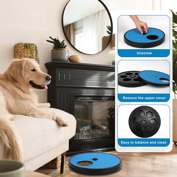 Dog Scratch Pad for Nails, 3 in 1 Round Rotatable Pet Nail Grinding Mat Slow Food Storage Box Fun Dog Nail File Board for Pets Gift Nail Care