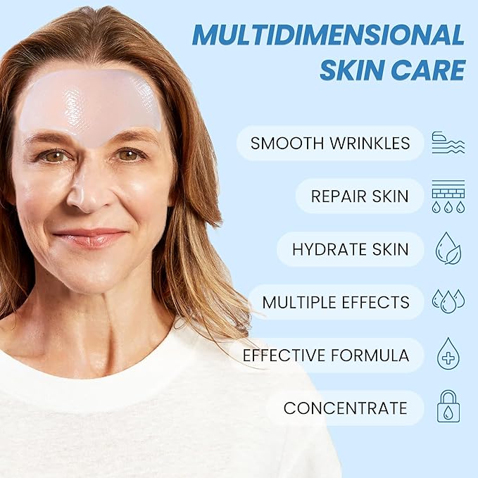 Tripsky Forehead Wrinkle Patches For Anti-Wrinkle, Overnight Facial Wrinkle Patches Jelly Pads With Collagen, Forehead Wrinkles Treatment Softening Fine Lines (White 20PCS)