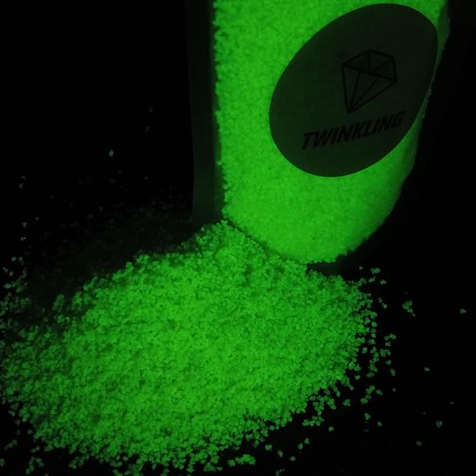 TWINKLING Glow in The Dark Crushed Glass, Broken Glass Glitter, Glow in The Dark Stones Gems Chips for DIY Resin Art Epoxy Crafts, Nail Art, Jewelry Making, Geode Painting, 0.85mm(100g) (Yellow)