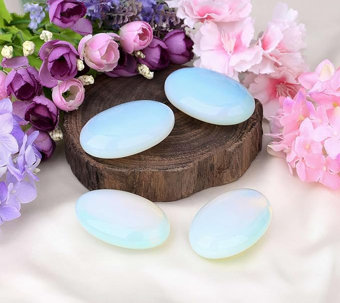 LAIDANLA Opal 2.4" Large Palm Stone Healing Crystals Natural Gemstones Calming Effects Energy Balancing Reiki Polished Worry Stone Cleansing Protection Anxiety Stress Relief Therapy 1PC
