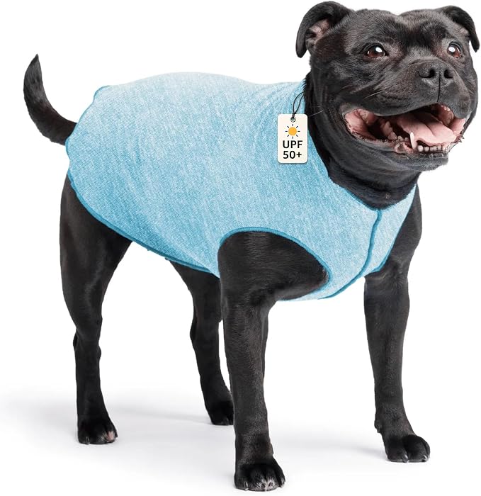 Goldpaw Dog Sun Shirt with UV Protection - Lightweight, Cooling Sun Protection Clothing for Medium Dogs - Reduce Heat Absorption - Made in the USA - Machine Washable - Ocean Blue - Size 16