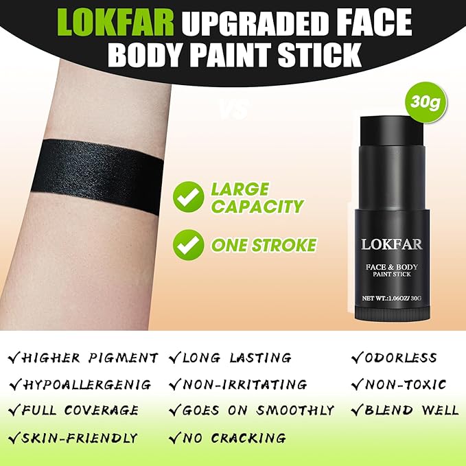Blue Face Body Paint Stick, Eye Black Stick for Sports, Waterproof Full-Coverage Blue Face Makeup for Halloween Avatar Sally Smurf Mystique Cosplay Makeup