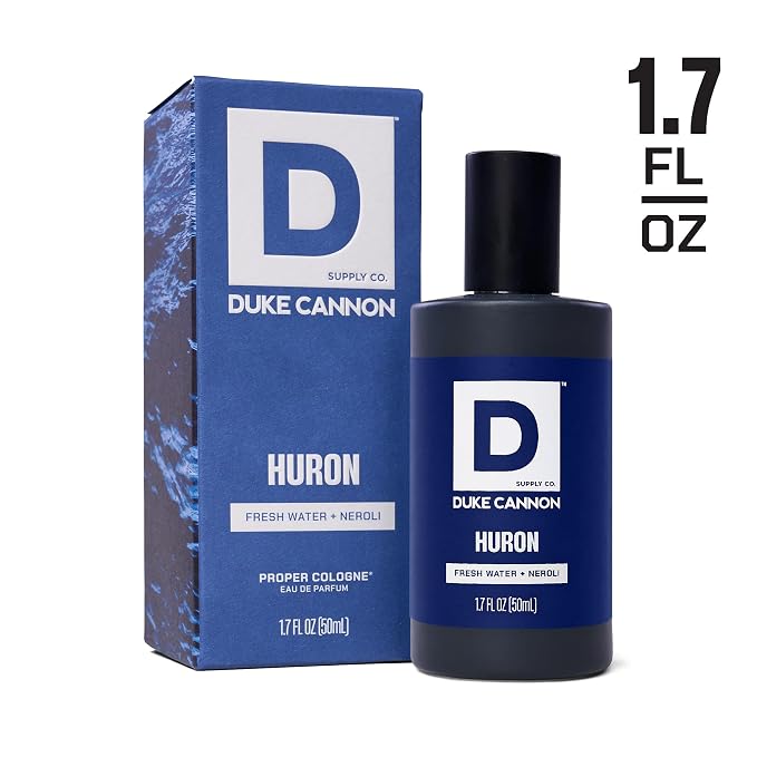 Duke Cannon Proper Cologne Huron | Men's Eau de Parfum | Fresh Water and Neroli | Aquatic, Fresh, Long-Lasting Scent | 1.7 fl oz
