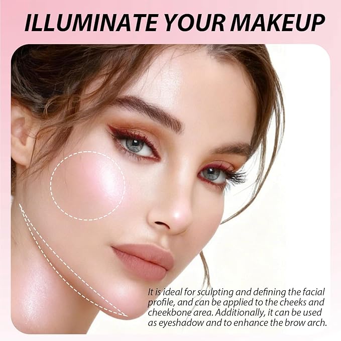 Highlighters Makeup Palettes,Face Glitter Glow Makeup Natural Glow Finish,Face Body Highlighters & Luminizers, Pearl Shimmer Highlighter Makeup Smooth Baked Powder,03-Pink Galaxy