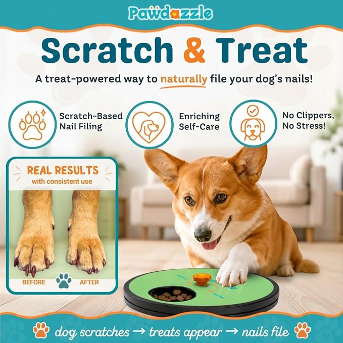 Adjustable Dog Nail Scratch Board with Treat Box – Interactive Dog Nail File Scratch Pad | Built-in Treat Dispenser | Non-Slip | Stress-Free Nail Care for Dogs
