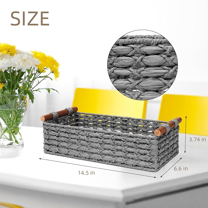 Basket for Toilet Paper Storage Baskets for Bathroom Decor Organizing | with Handle for Bedroom Home Decor and Shelves Apartment Countertop Use,Light Gray