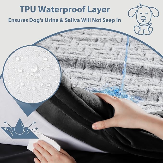 WNPETHOME XXXL Big Large Orthopedic for Senior Dog Bed Comfy Sleeping | Washable Waterproof Dog Couch with Removable Cover, Large Pet Sofa Bed with Bolster Sides for Relaxing Black 53x42 Inch