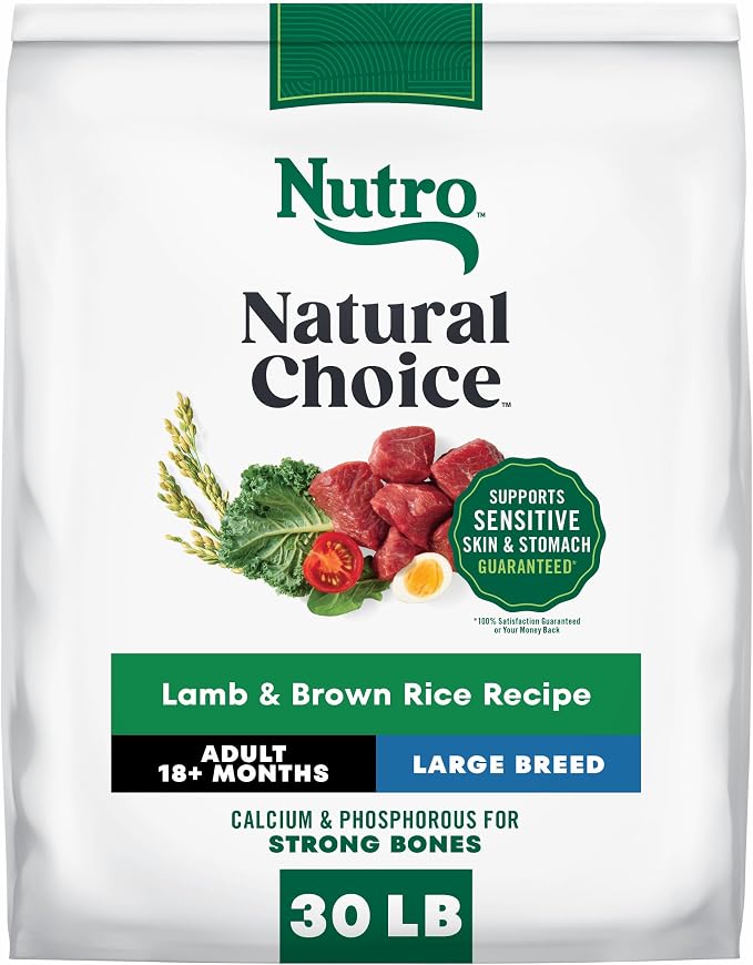 Nutro Natural Choice Large Breed Adult Dry Dog Food, Lamb & Rice, 30 lb | Real lamb #1 ingredient, non-GMO, no corn, wheat, soy, crafted in USA, supports joints, digestion, immunity, skin & coat