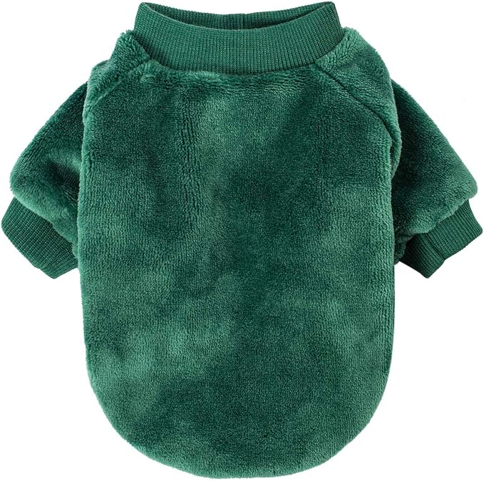 FabriCastle Christmas Dog Sweater, 2-Pack Dog Clothes, Soft and Warm Pet Jackets for Small Dogs & Cats, Winter Pet Apparel Costumes, Puppy Outfits (Dark red,Dark Green, Medium)