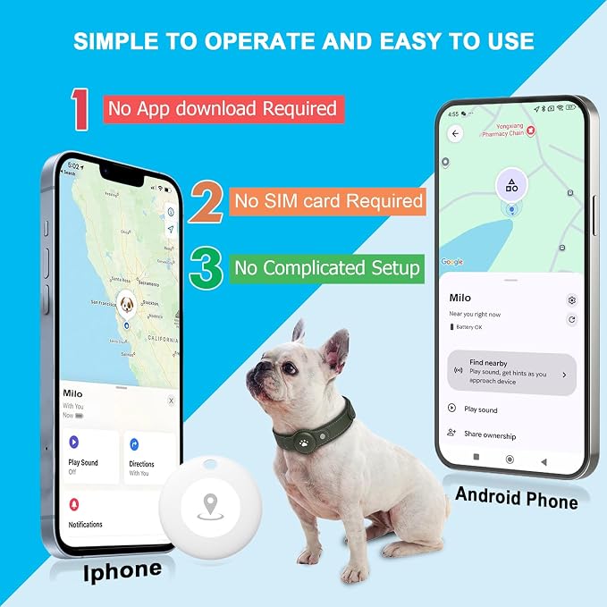 New GPS Tracker for Dogs: Smart Pet Collar with Real-Time Tracking,No Monthly Fee/Subscription (iOS & Android) Waterproof, Anti-Lost,365-Day Long Battery Life GPS Tracker Dog Collar(Tracker Included)