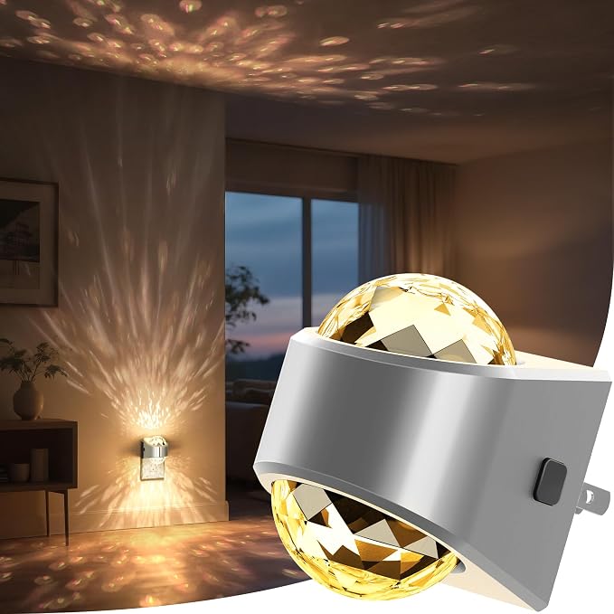 Night Light, Sliver Night Lights Plug into Wall LED Projector | Night Light, Soft White for Bedroom, Dimmable Brightness Dusk to Dawn Nightlight for Kids, Bathroom, Gaming Room, Home Decor
