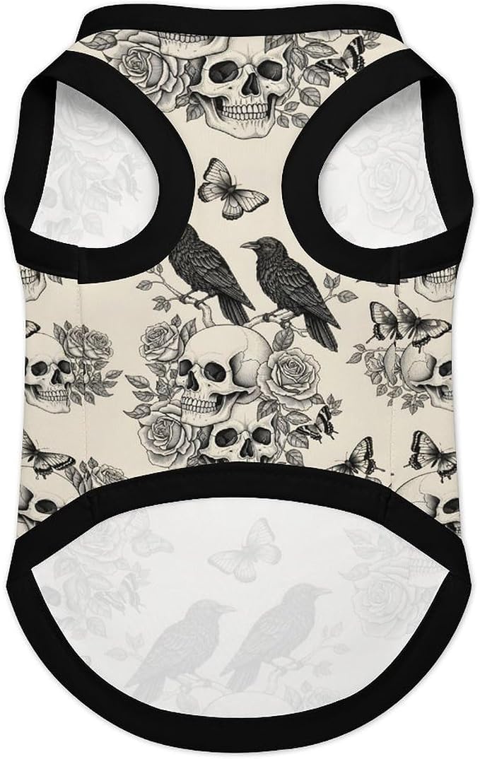 Halloween Pet Vest Black Crow Pet Shirts Small | skull floral Dog Shirt Vest cute pet Sleeveless Vests Ice Silk Dog T-Shirts holiday Dog Clothes Halloween Canine Wear