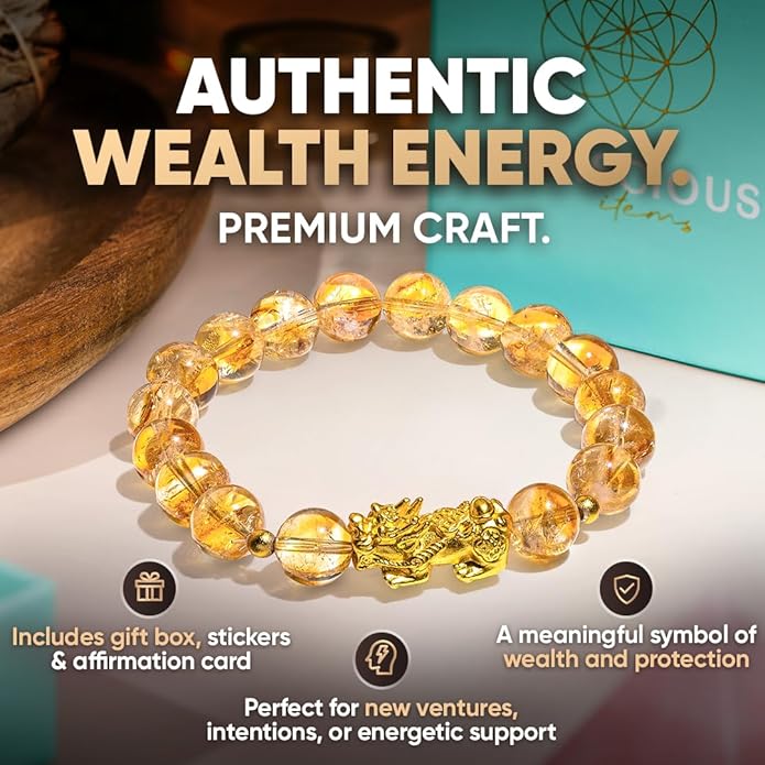 Conscious Items Wealth & Manifestation Bracelet for Women & Men, Prosperity Bracelet with Money Crystals & Natural Stone for Abundance, Goal Attraction, & Positive Intentions
