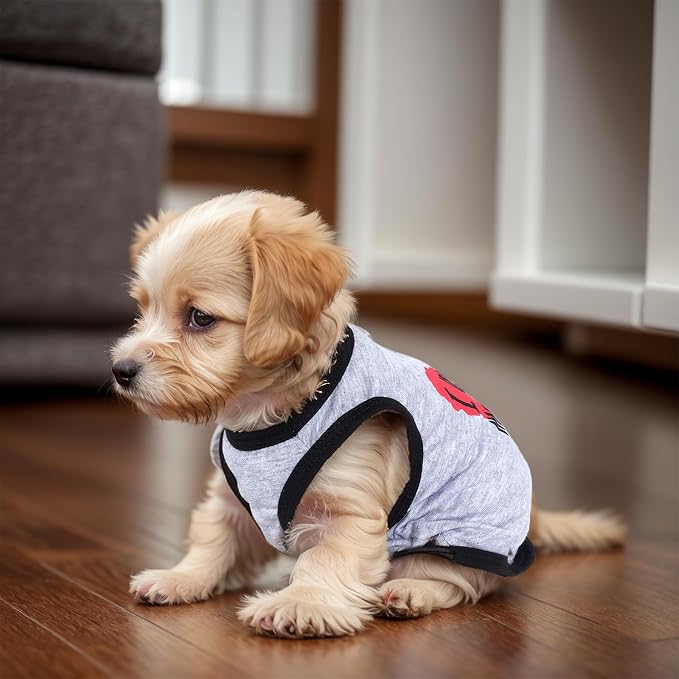 Pistha 4 Pack Dog Shirts Summer Printed Puppy Clothes Cute Sleeveless Pet T Shirts Dog Clothes for Small Medium Dogs Cats Girl(M)