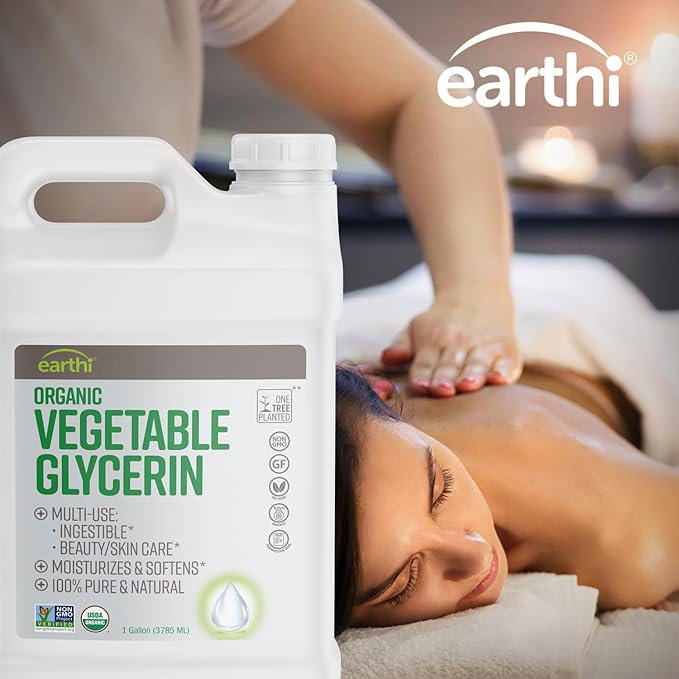 Organic Vegetable Glycerin Liquid - Made from Sustainably Source - 100% Vegan and Natural - Multipurpose, Ingestible, Skin and Healthcare - Vegetable Glycerine Food Grade Organic (1 Gallon)