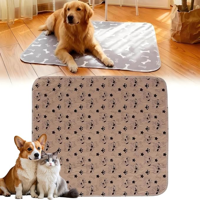 Pee Pads with Pheromones, Elite Pads for Cats, Washable Pee Pads for Dogs, Leak-Proof & Anti-Slip Pet Training Pad for Home & Travel(Brown-B, M: 23.6" × 15.7")