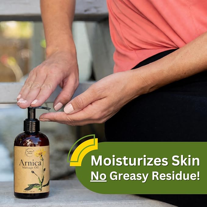 Brookethorne Naturals Arnica Massage Oil & Arnica Cream Set – Complete Massage Kit for Massage Therapy & Active Lifestyles – All Natural, Paraben Free – 8oz Each