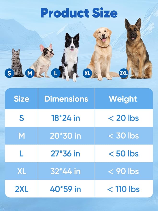 24x18in Dog Cooling Mat with One-Way Moisture & Arc-Chill 3.0 | Color-Changing Cool Indicator. Washable, Non-Slip Pet Bed. One-Way Moisture Tech Keeps Cool & Dry for Floors, Sofas, Kennels