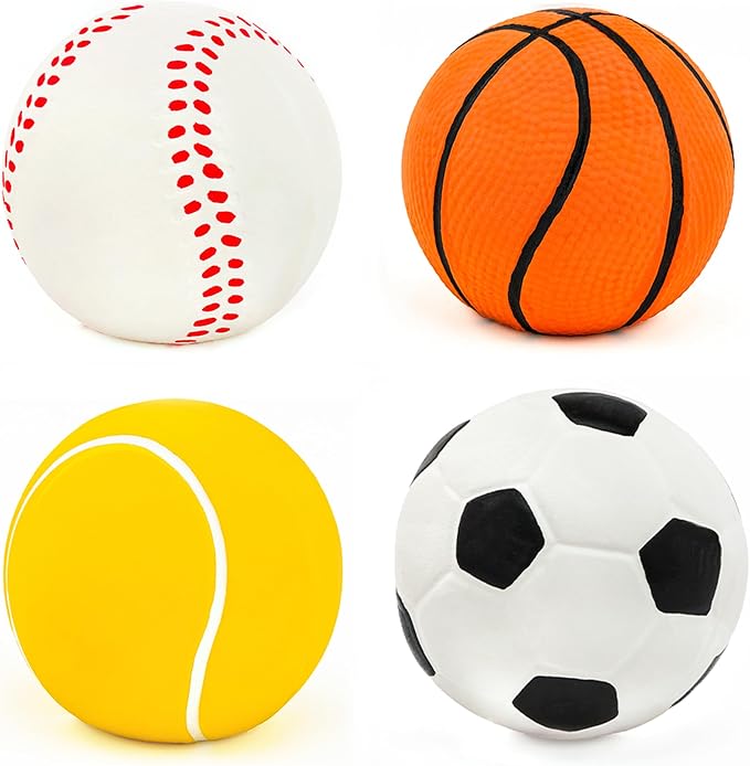 CHIWAVA 4PCS 2.4'' Squeak Latex Dog Sport Balls Fetch Toy for Small Dogs