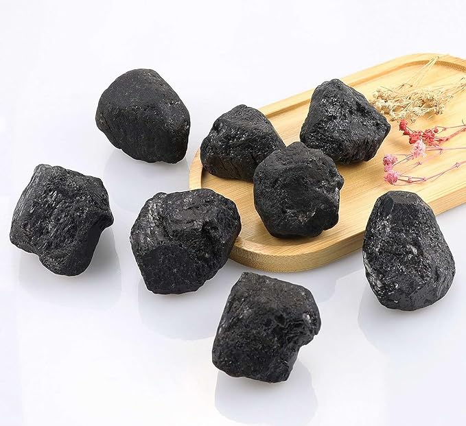 LAIDANLA Black Tourmaline 1lb 2" Natural Rough Stones Crystal Large Raw Crystals Bulk Healing Gemstones for Reiki Healing Tumbling Fountain Rocks Wire Wrapping Decoration Cabbing Lapidary