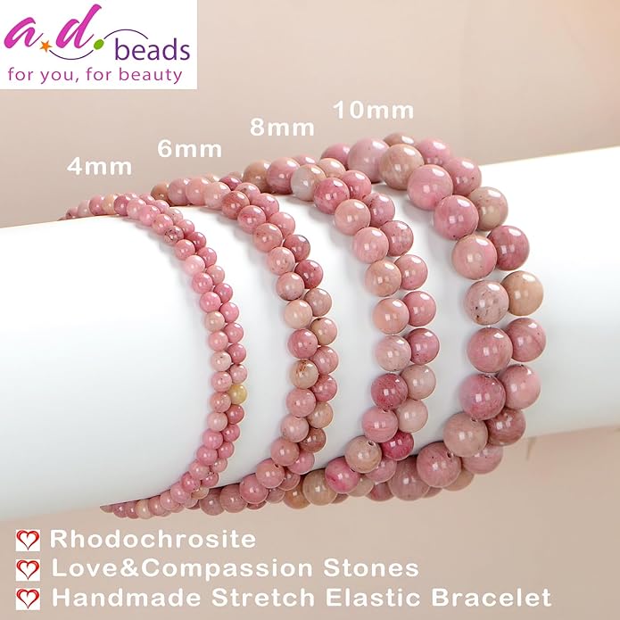 AD Beads Handmade Gemstone Stretch Elastic Bracelet Crystal Healing Reiki Nature's Beauty and Spiritual Essence Unisex