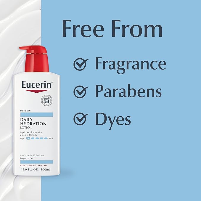 Eucerin Daily Hydration Body Lotion, Unscented Body Lotion for Sensitive Dry Skin, Holiday Gifts for Self Care, Pump Bottles,16.9 Fl Oz (Pack of 6)